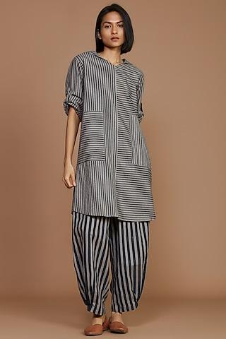 grey & charcoal striped tunic set