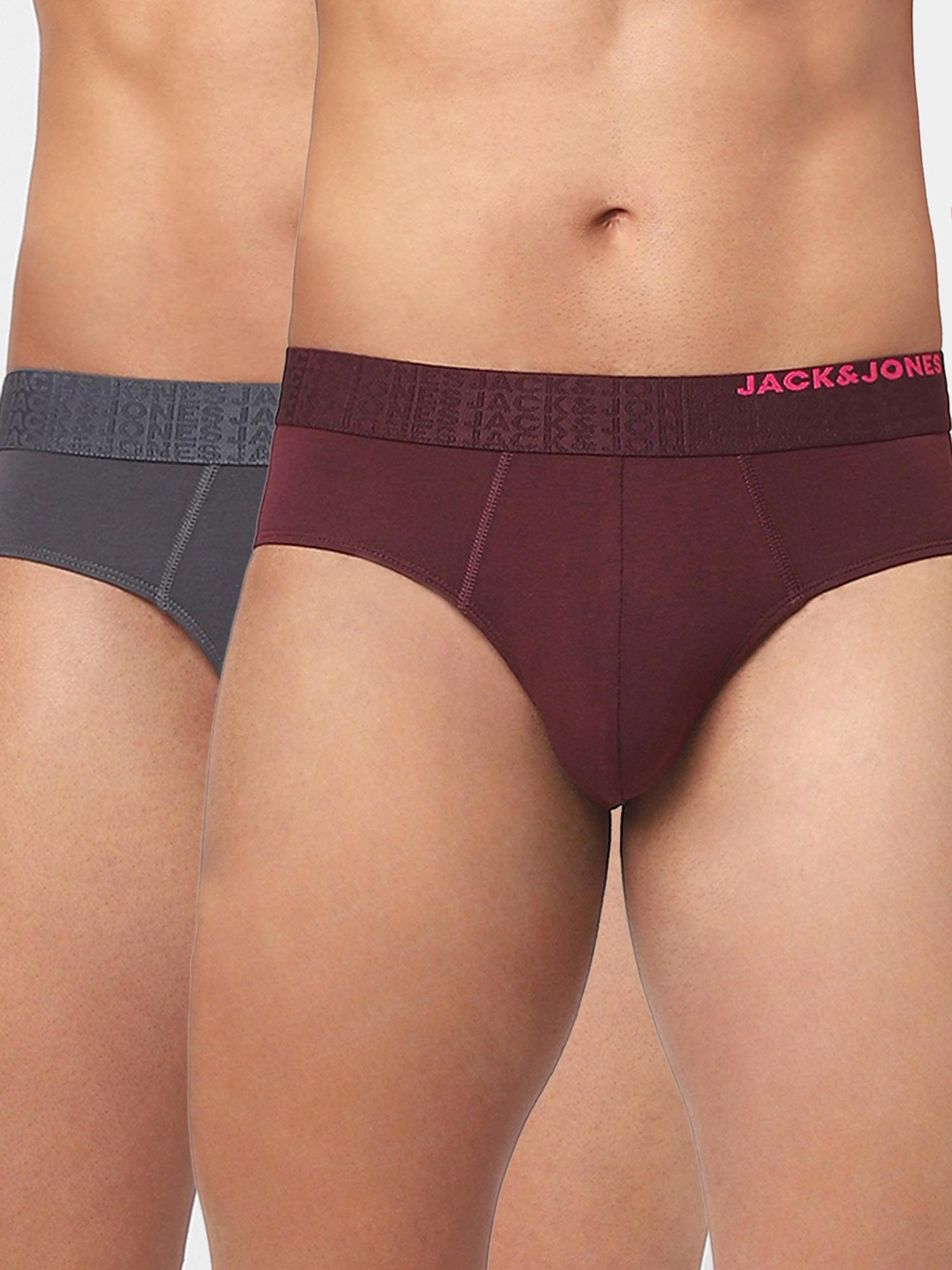 grey & maroon briefs