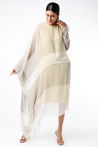 grey & yellow draped long tunic with inner