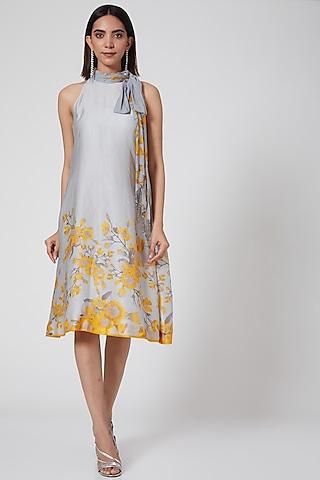 grey & yellow tunic with floral print