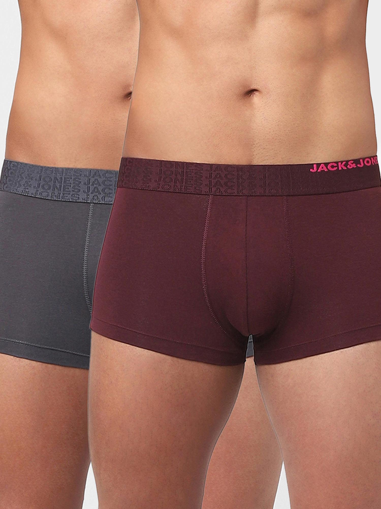 grey &amp; maroon solid trunks - pack of 2