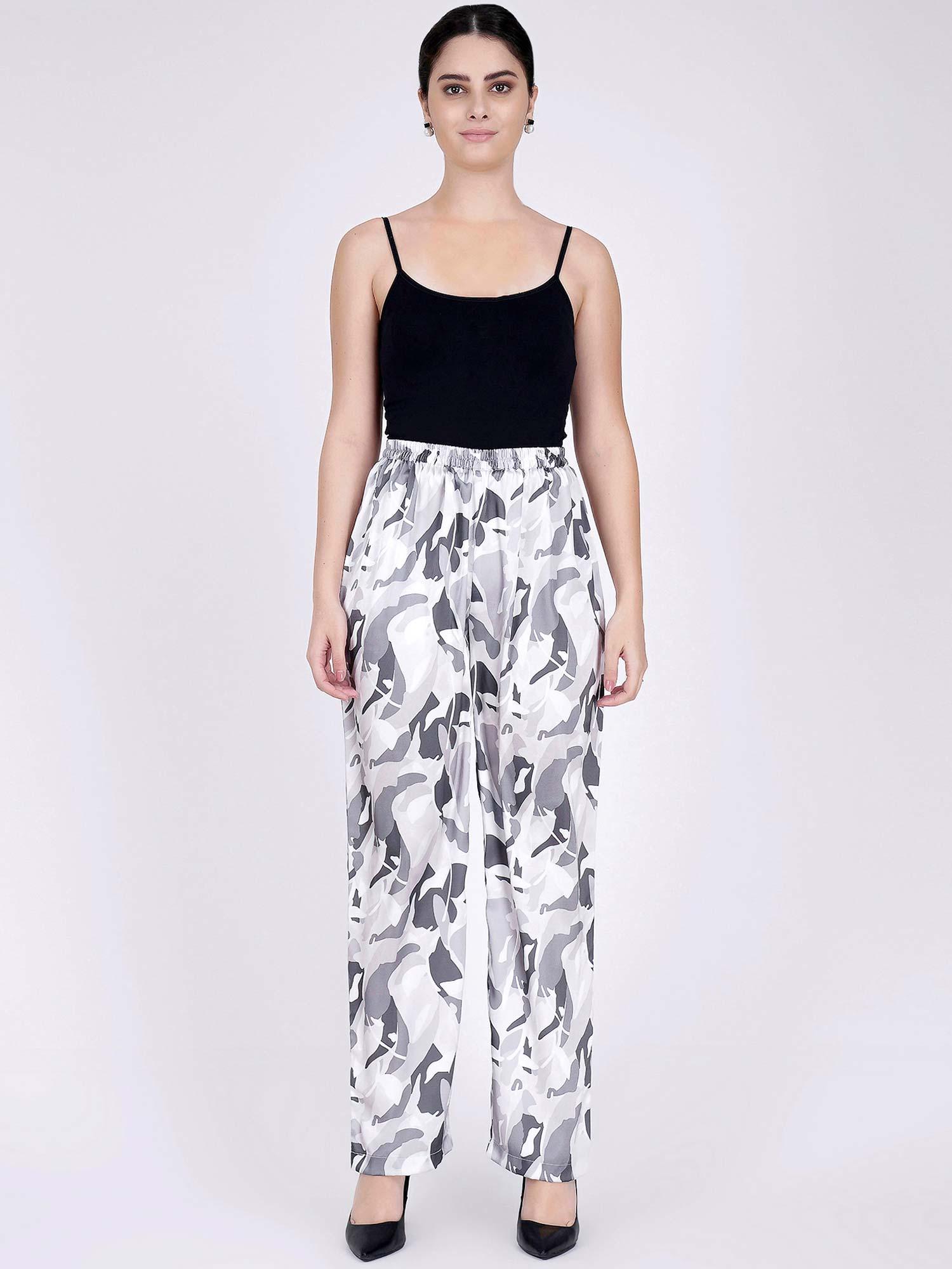 grey abstract camouflage printed pants