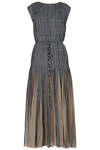 grey and black micropleated maxi dress