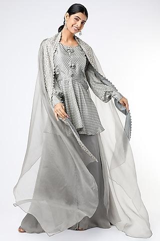 grey bandhani kurta set