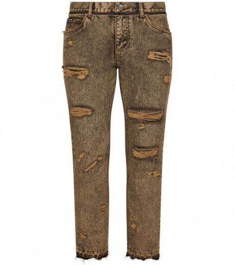 grey brown ripped denim jeans