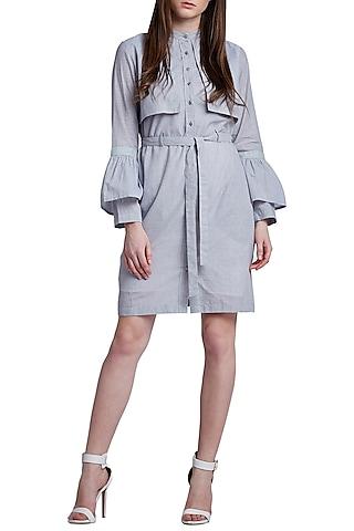 grey button down dress