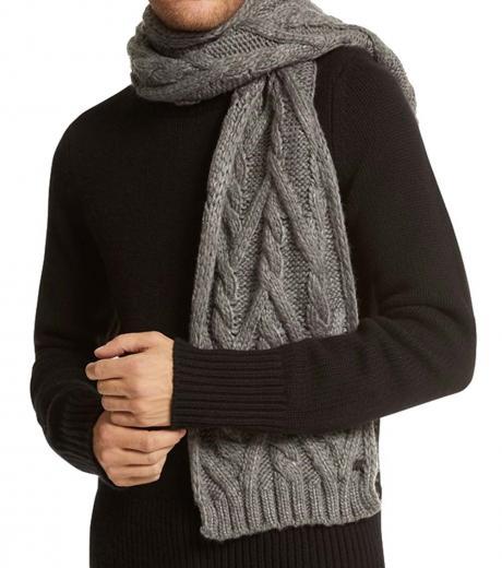 grey cable knit scarf