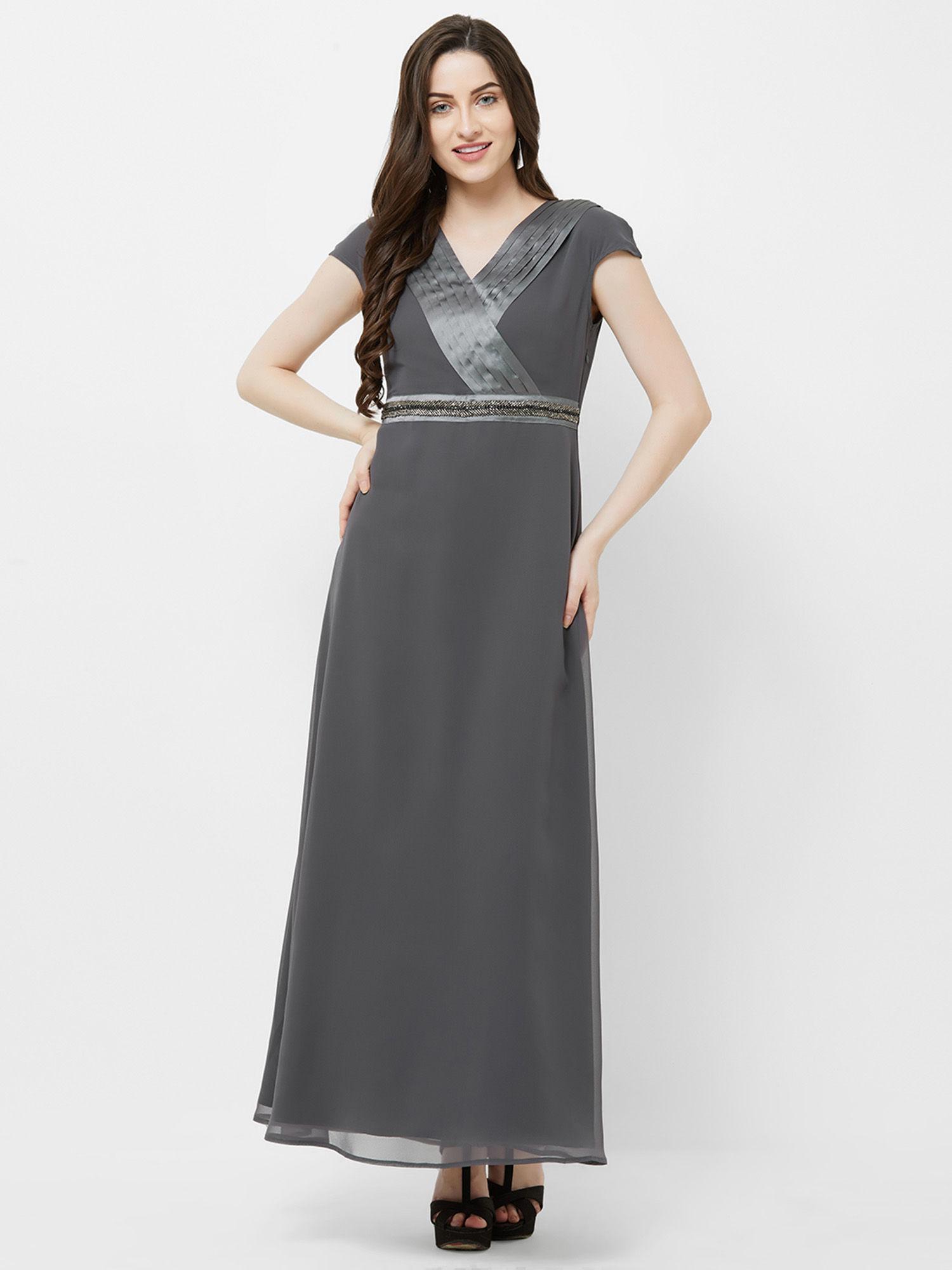 grey cap sleeve maxi dress