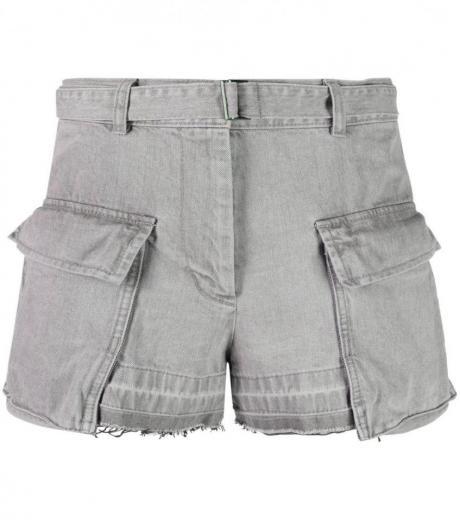 grey cargo denim shorts