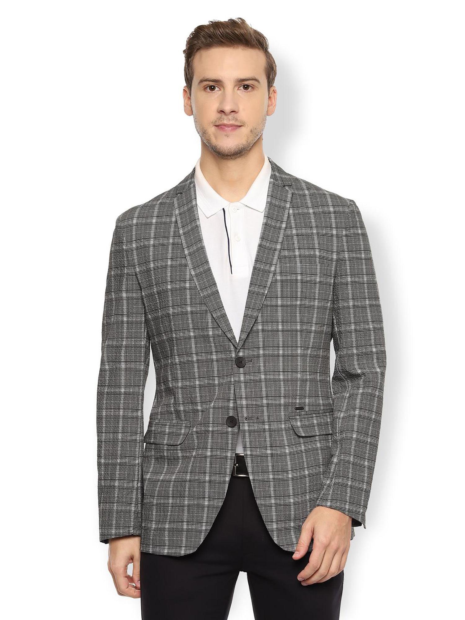 grey checked blazer