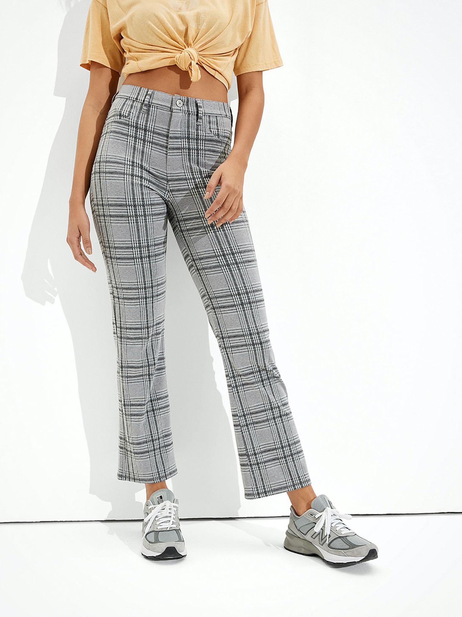 grey checks pants