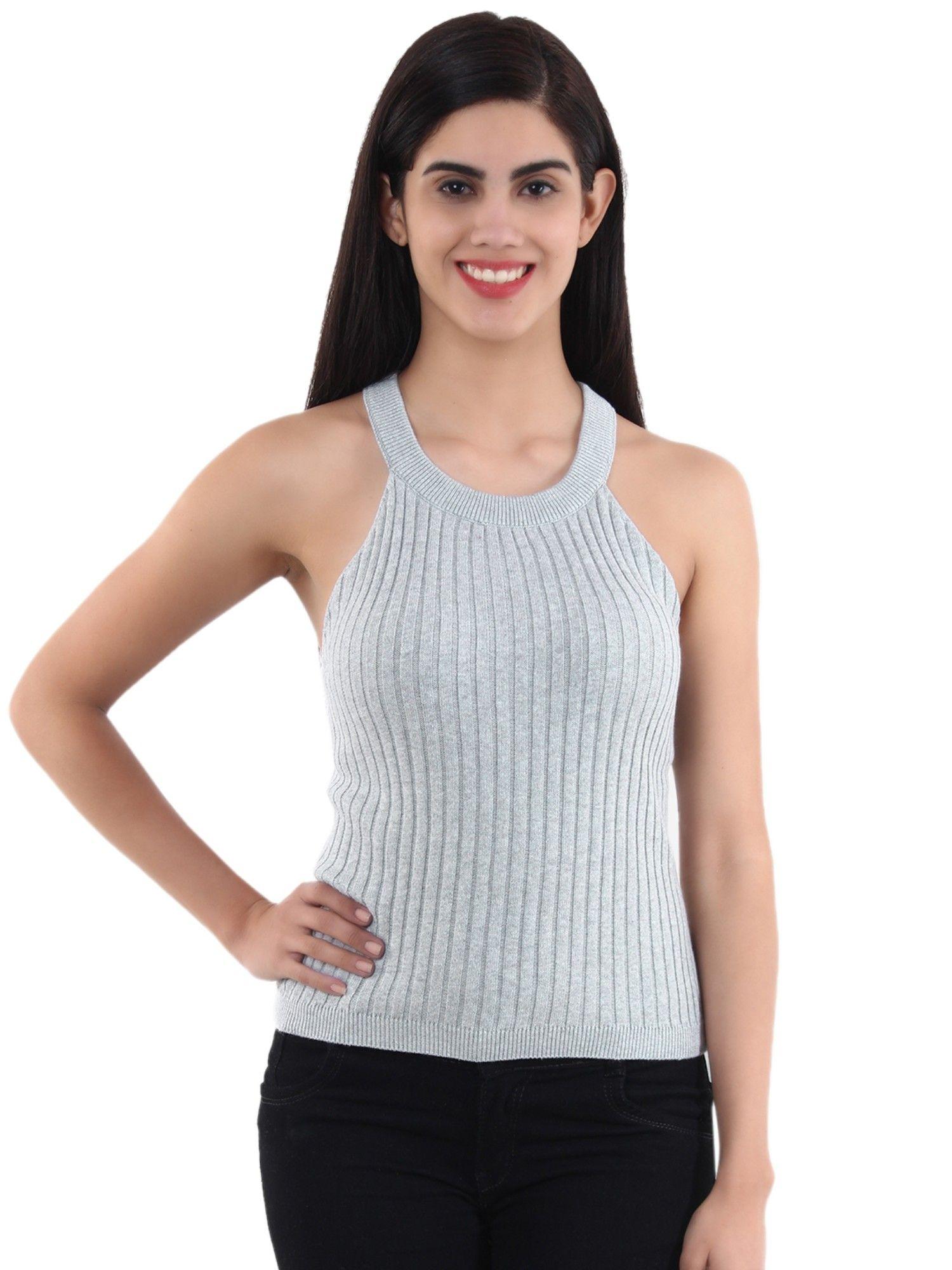 grey colour halter neck top