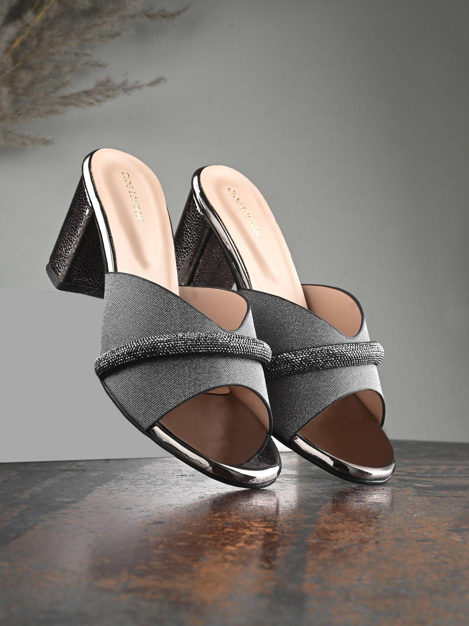 grey comfortable heel sandals