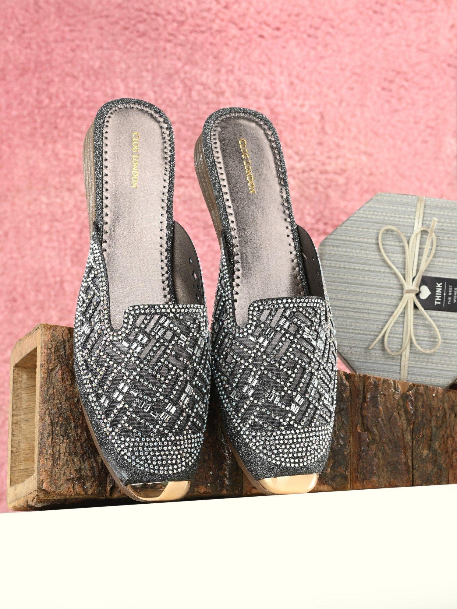 grey comfortable mules