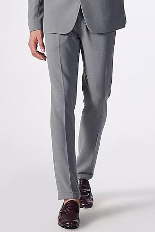 grey cotton & poly blend trousers