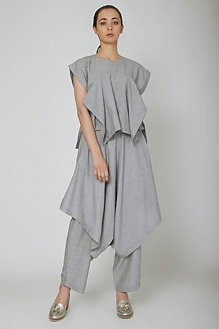 grey cotton draped top