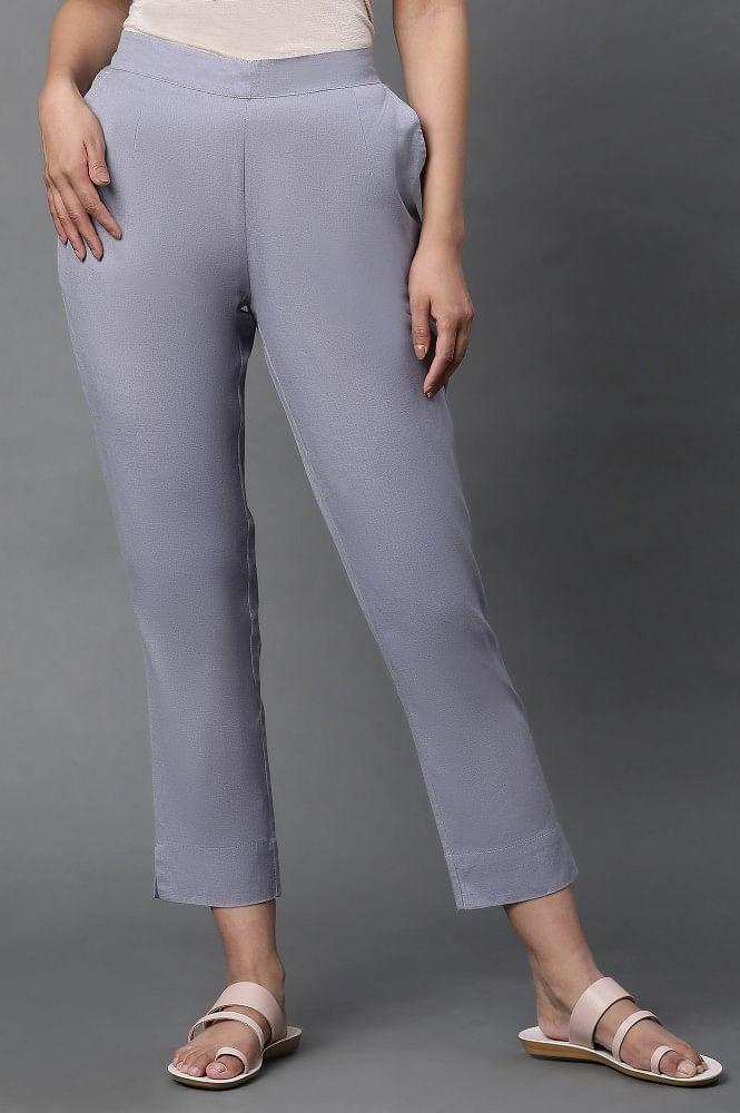 grey cotton flax trouser pants