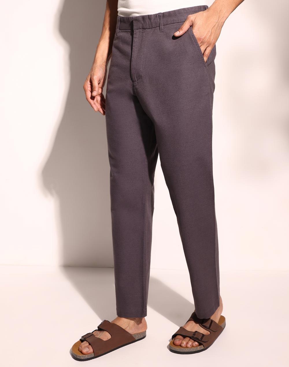 grey cotton full length regular pant