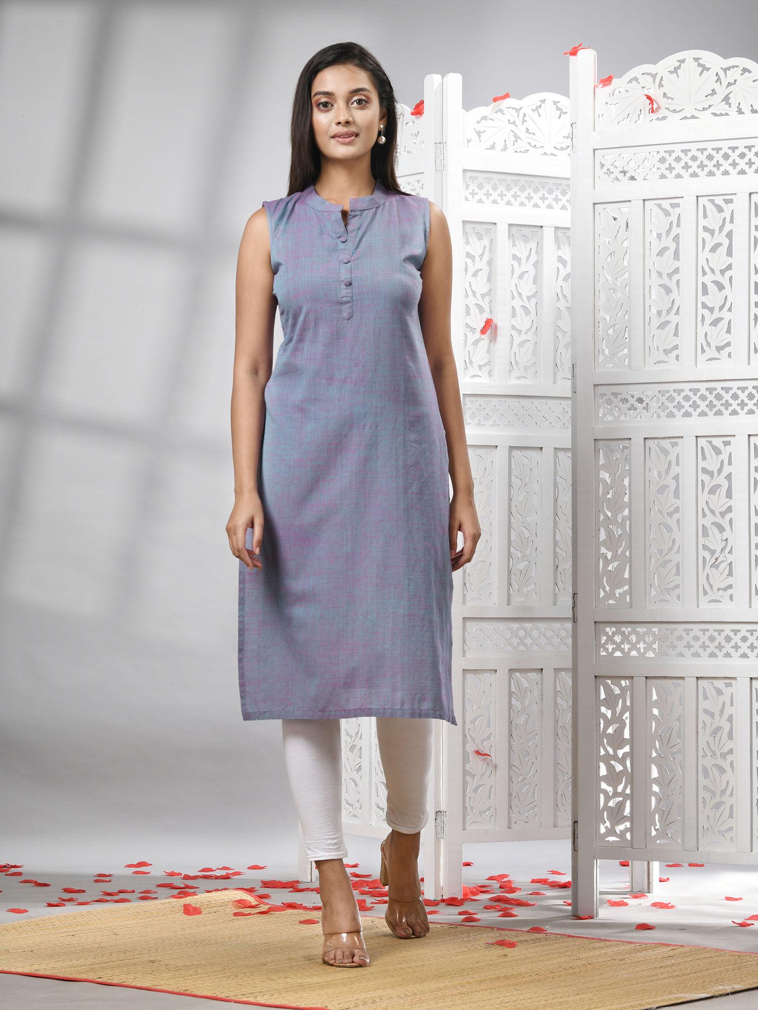 grey cotton handwoven kurti