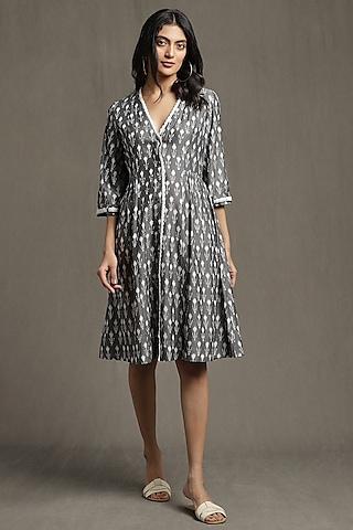 grey cotton ikat dress