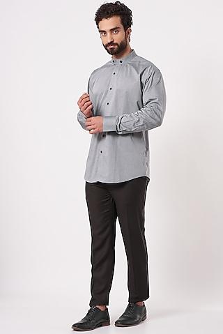 grey cotton overlapped shirt