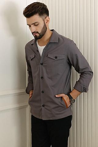 grey cotton oxford shirt