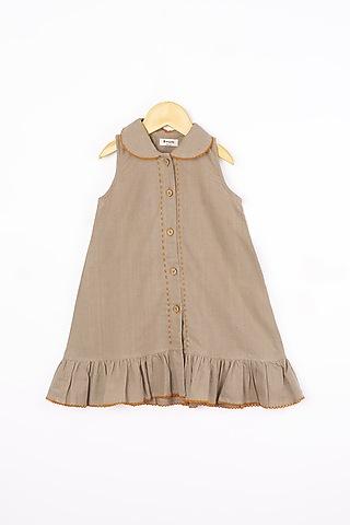 grey cotton shirt dress for girls