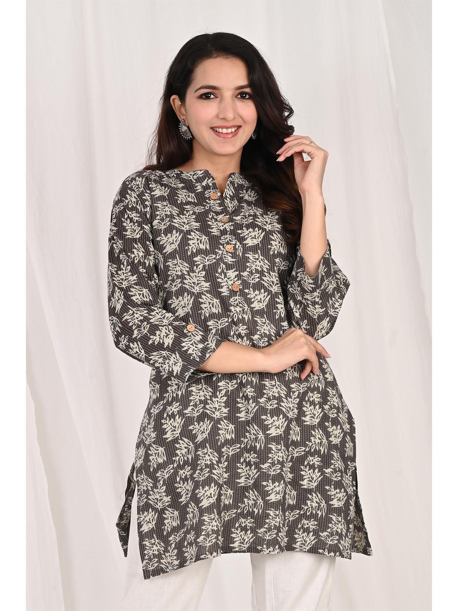 grey cotton short kurti