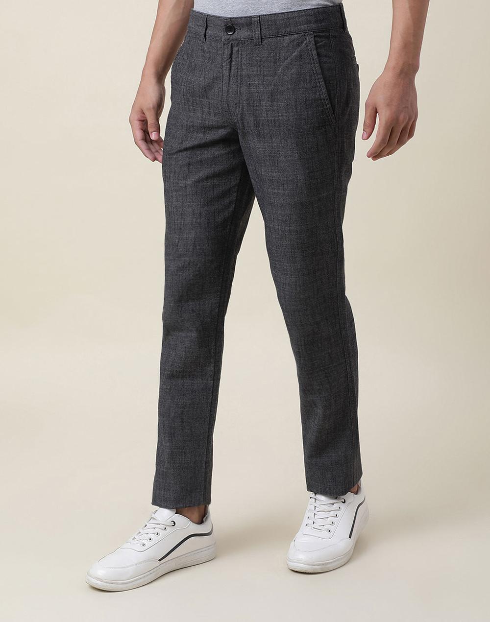grey cotton slim fit pants