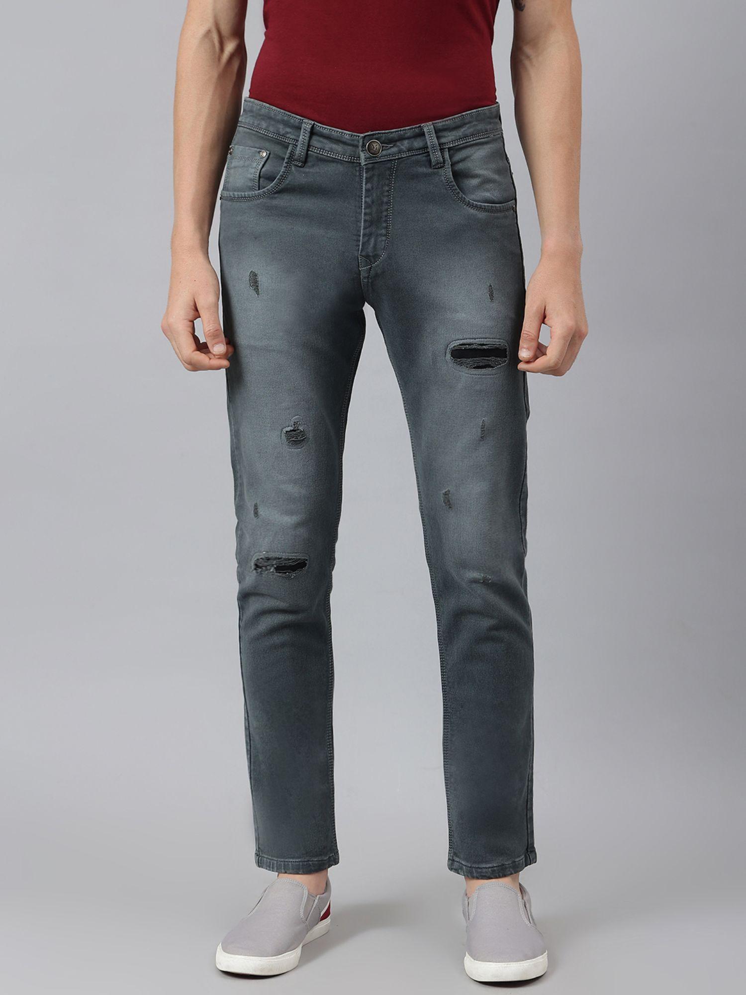grey cotton solid jeans