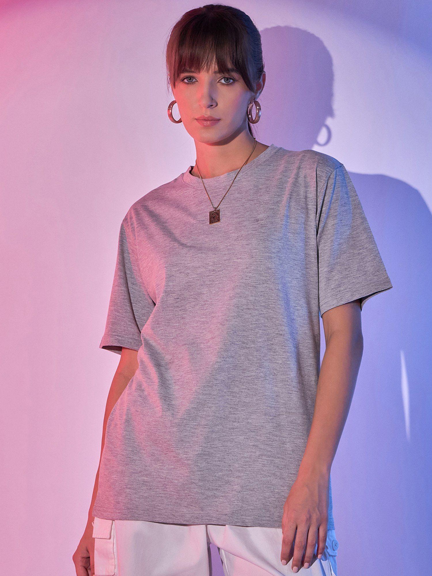 grey cotton women oversized t-shirt