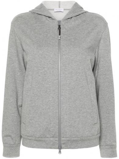 grey cotton zip-up hoodie
