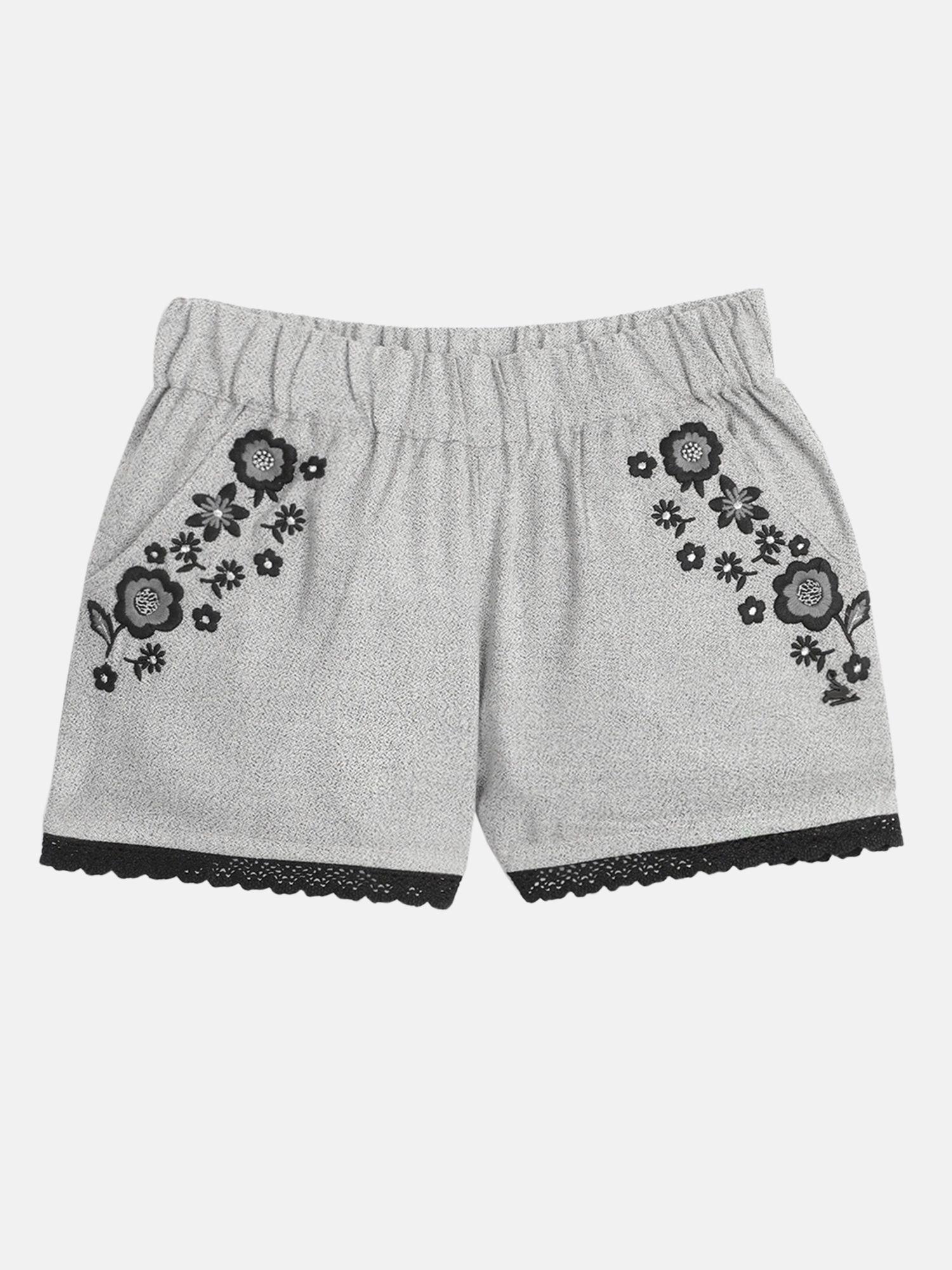 grey crisp floral shorts