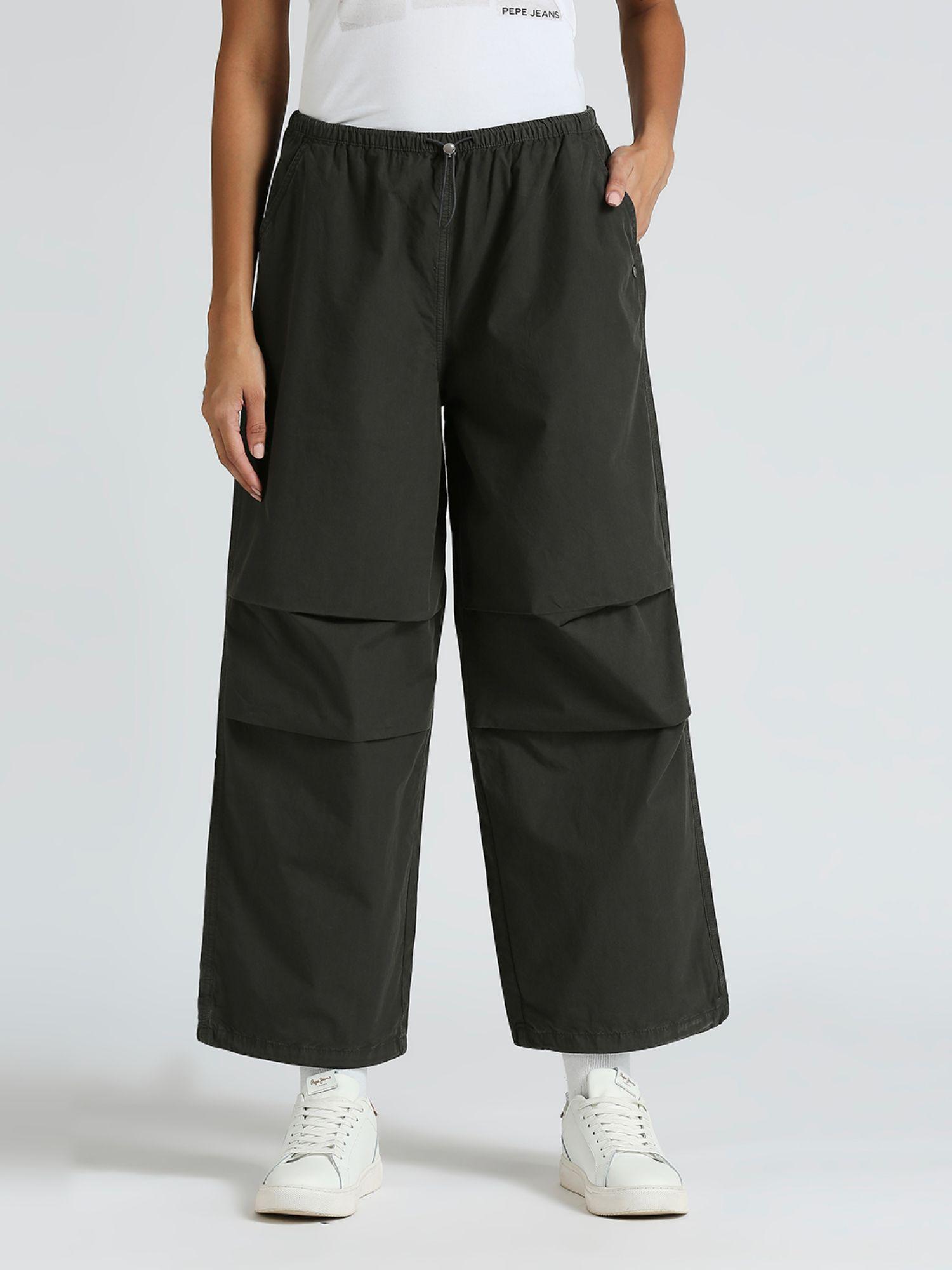 grey dale solid parachute pants with knee pleats