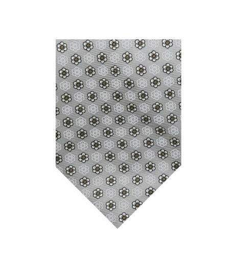 grey dapper floral silk tie