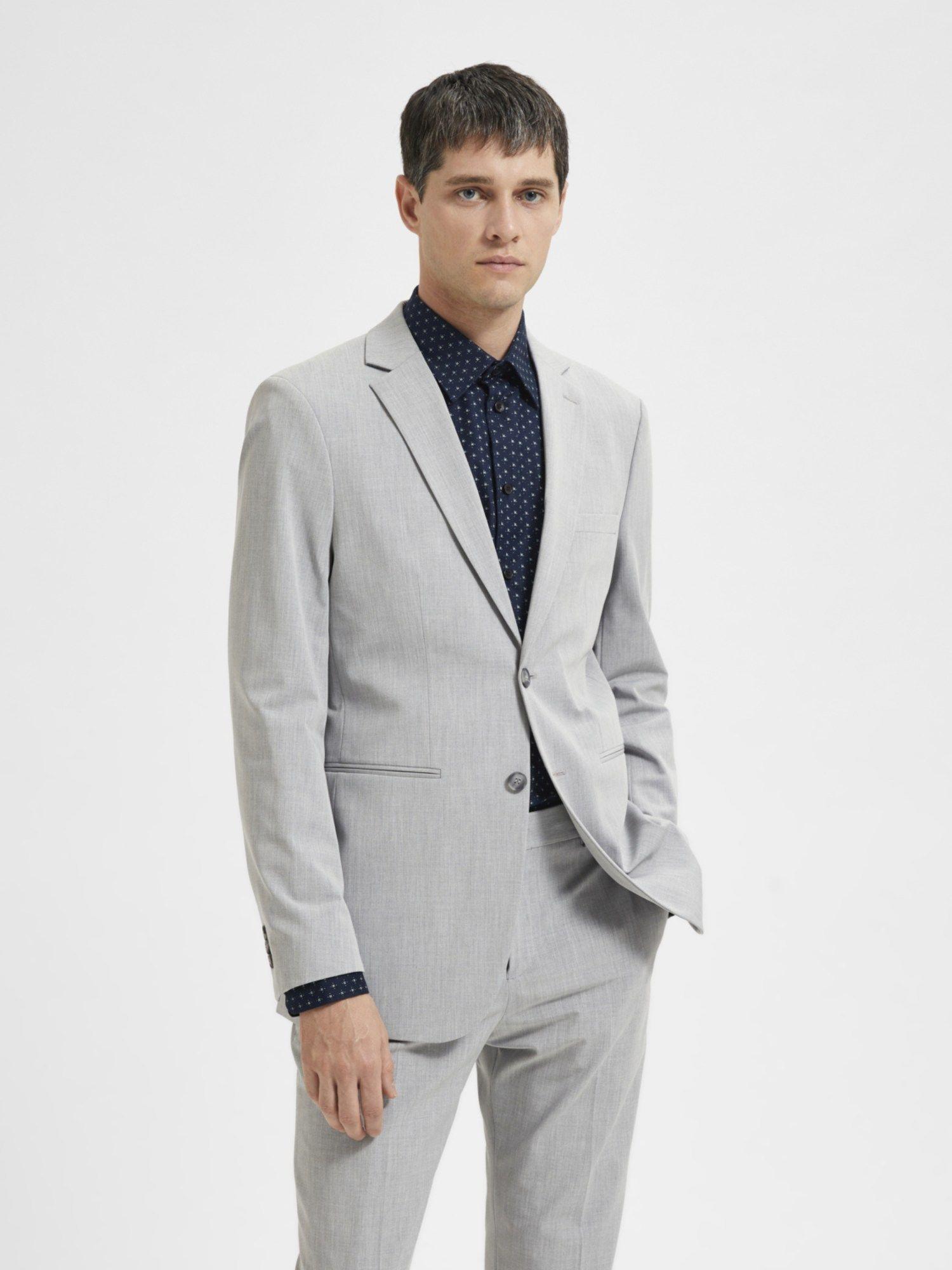 grey double button suit-set blazer