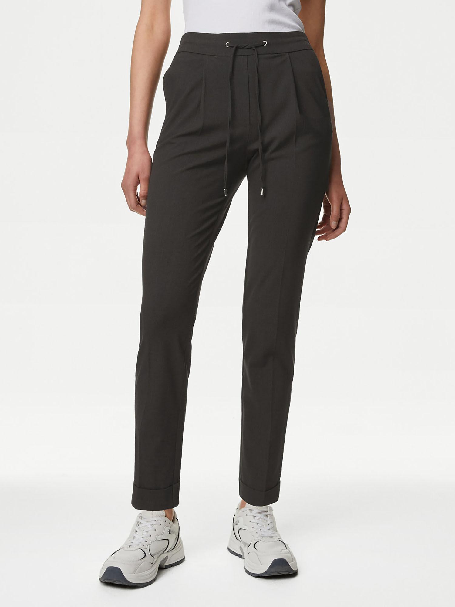 grey drawstring tapered ankle grazer trouser