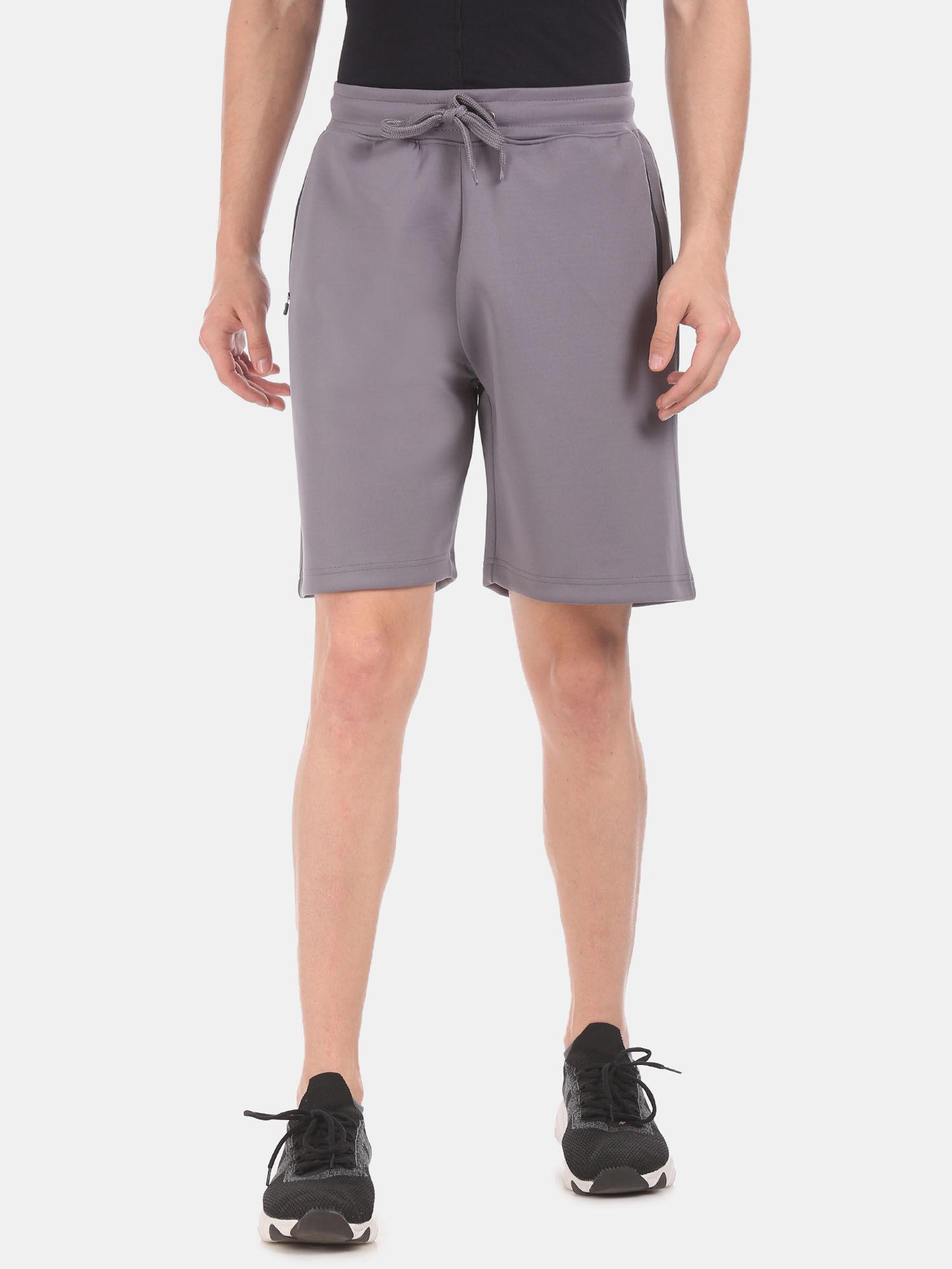 grey elasticized drawstring waist solid shorts