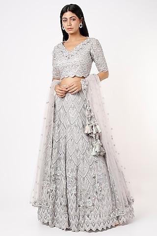 grey embellished vogue lehenga set variation