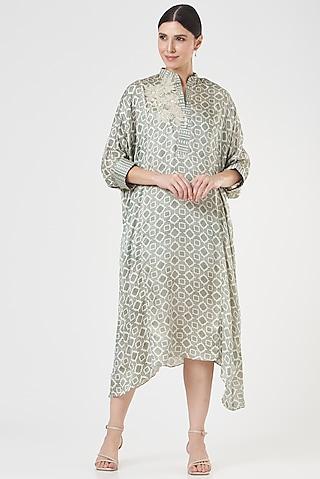 grey embroidered a-line tunic