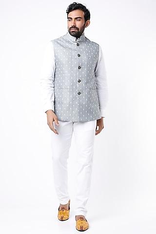 grey embroidered bundi jacket