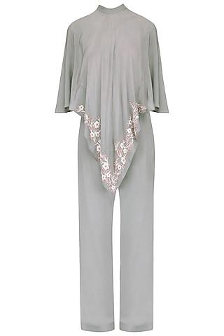 grey embroidered cape and pant set/ coordinates
