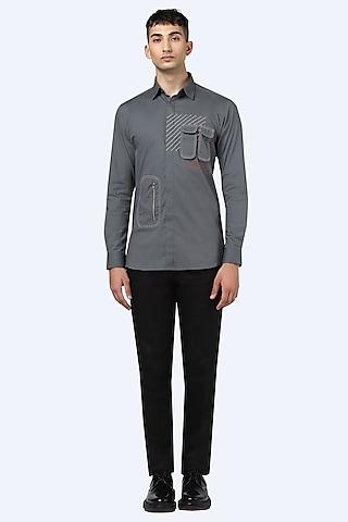 grey embroidered cotton shirt