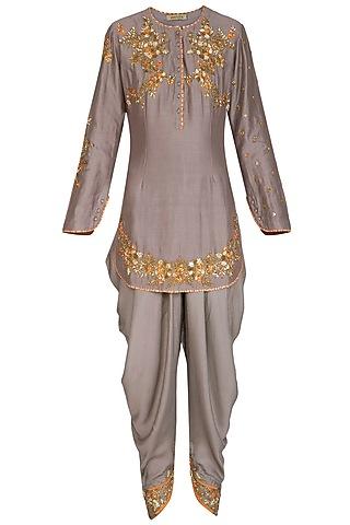 grey embroidered kurta set