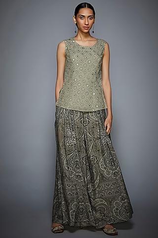 grey embroidered kurta with pants