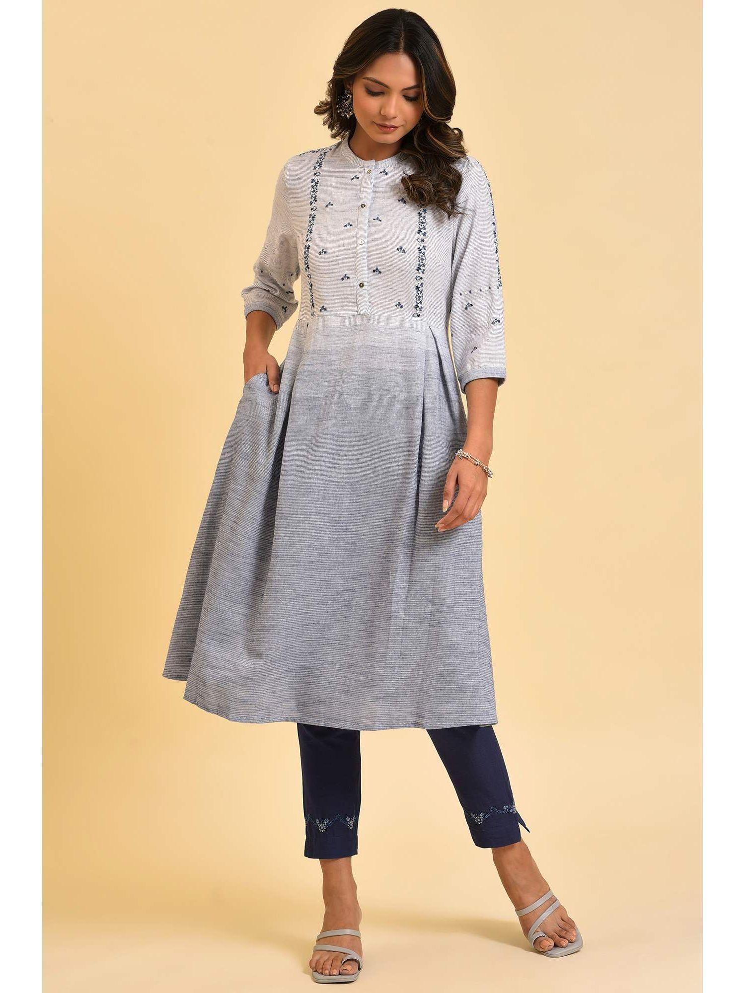 grey embroidered kurta