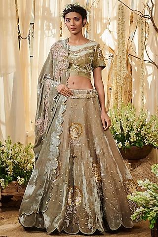 grey embroidered lehenga set