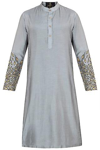 grey embroidered long kurta