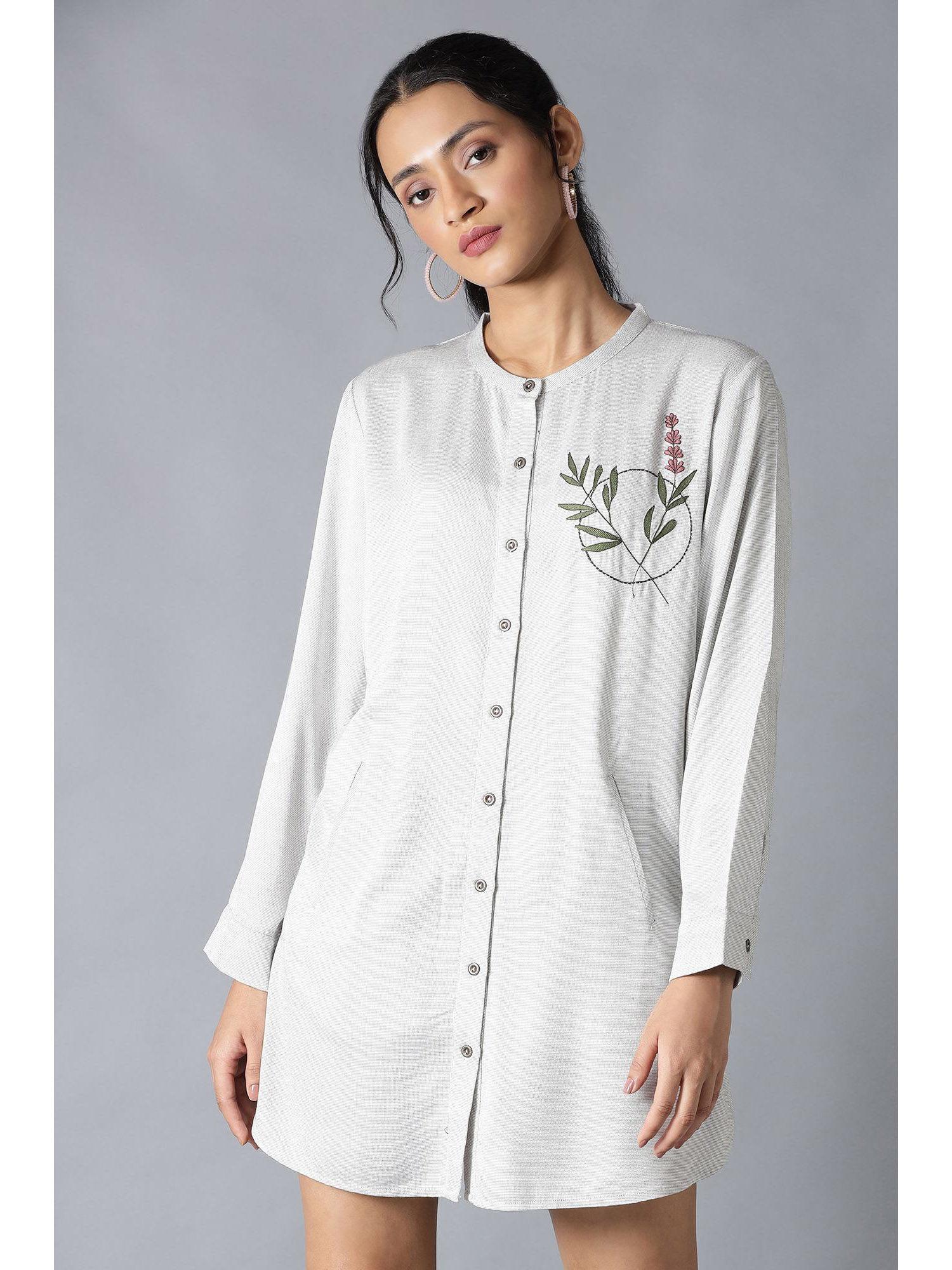 grey embroidered tunic