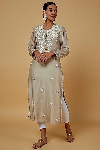 grey embroidered tunic